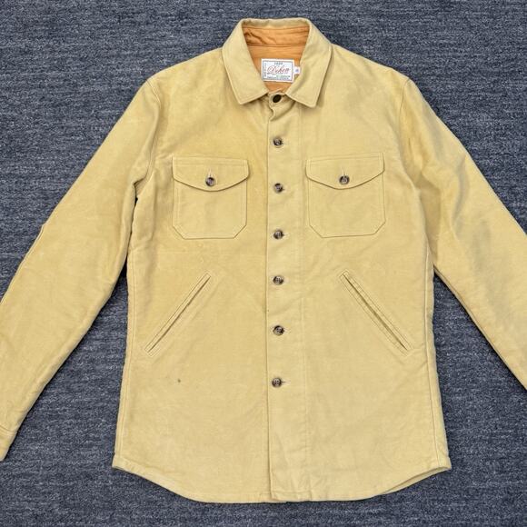 Dehen 1920 Crissman Loden Moleskin Overshirt Men Small Yellow Shacket USA Pocket - Picture 1 of 14
